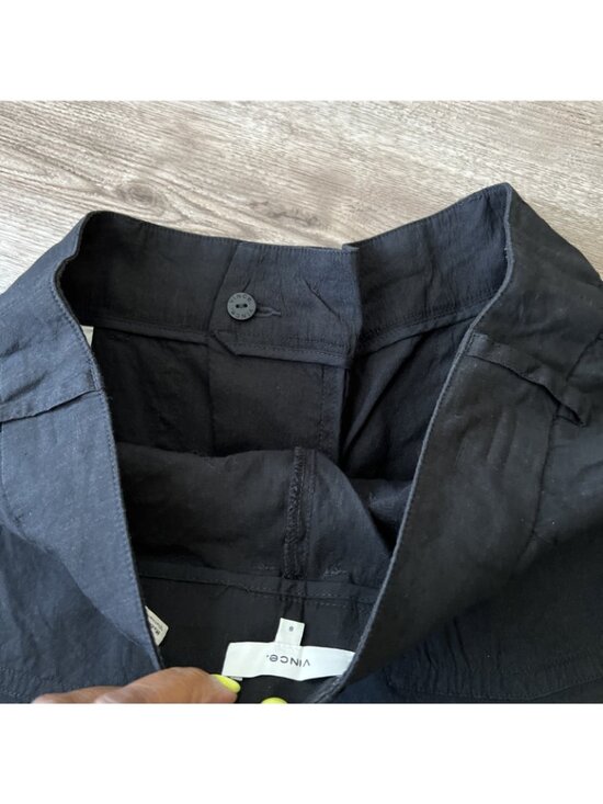 Vince Linen Blend Utility Pant Womens 8 Black High Waist Ankle Length - Picture 14 of 16